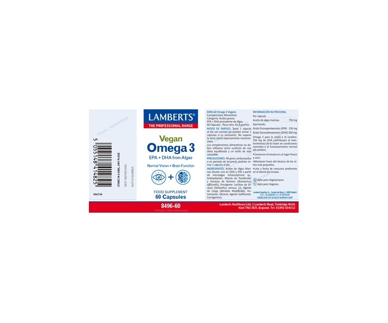 Omega 3 vegano 60 cápsulas Lamberts