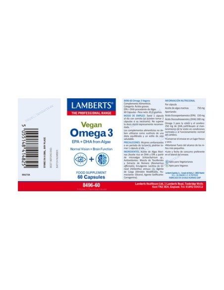 Omega 3 vegano 60 cápsulas Lamberts