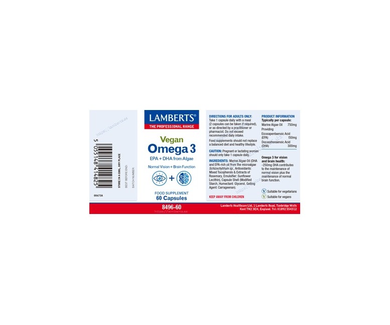 Omega 3 vegano 60 cápsulas Lamberts