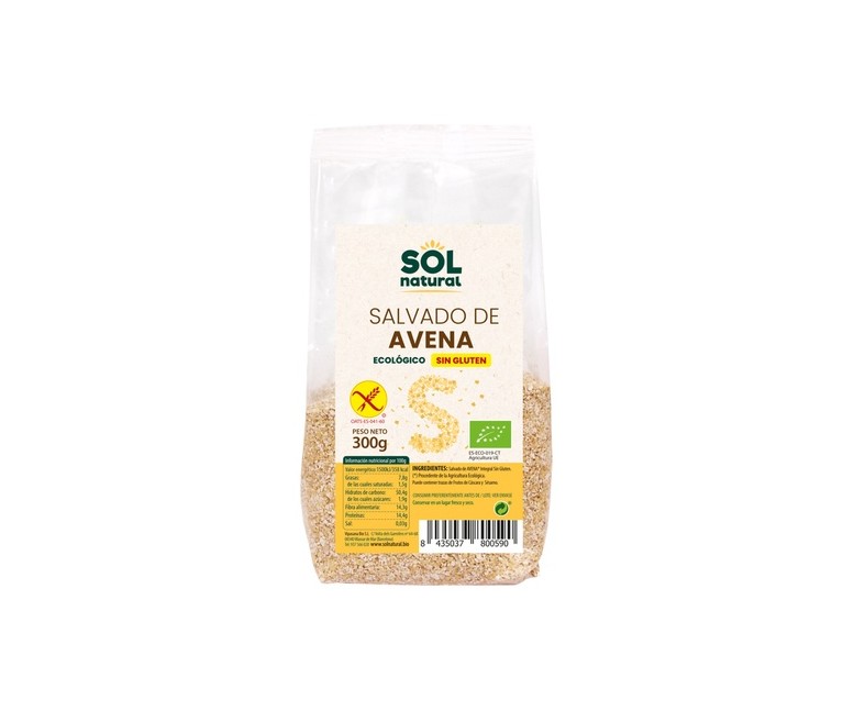 Salvado de avena sin gluten Bio 300 g Sol Natural