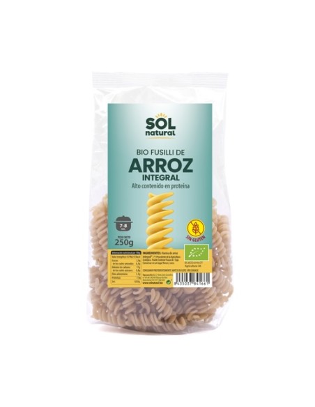 Fusilli de arroz integral sin gluten Bio 250 g Sol Natural