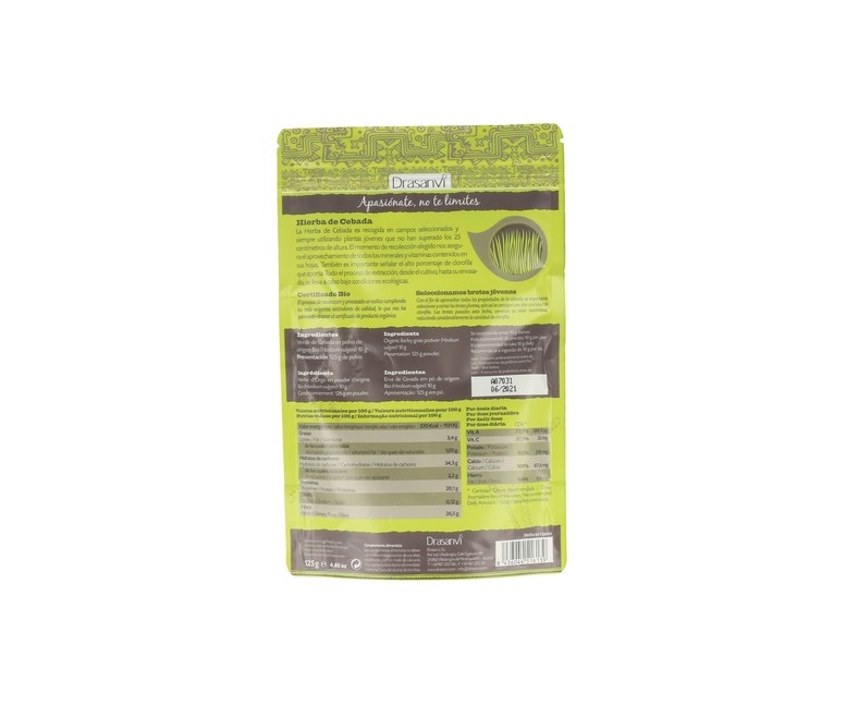 Hierba Cebada Bio Superalimentos 125 g Drasanvi