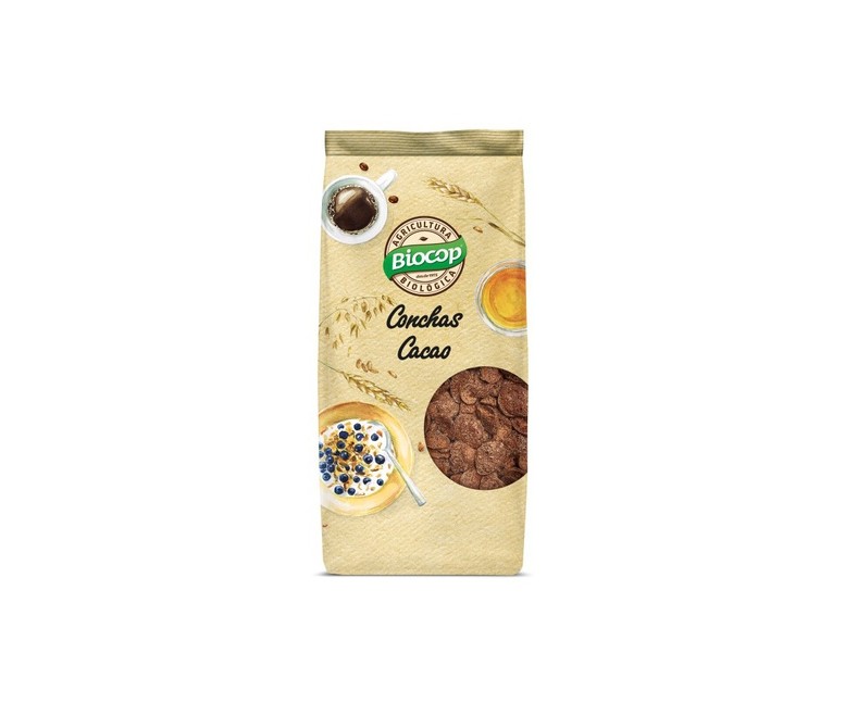 Conchas crujientes de cereales con chocolate 250 g Biocop