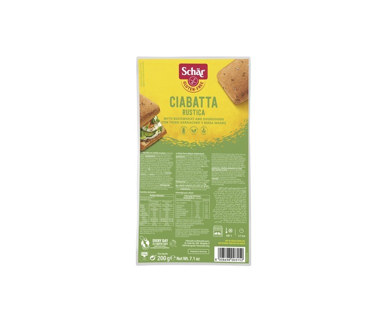 Pan ciabattine rustiche sin gluten 200 g Schär