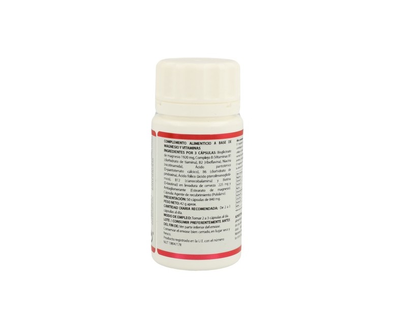 Holomega Magnesio Bisglicinato con Vitaminas del Complejo B 50 cápsulas Equisalud