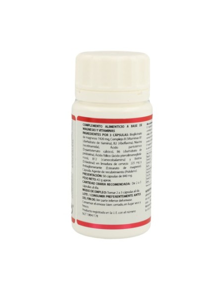 Holomega Magnesio Bisglicinato con Vitaminas del Complejo B 50 cápsulas Equisalud