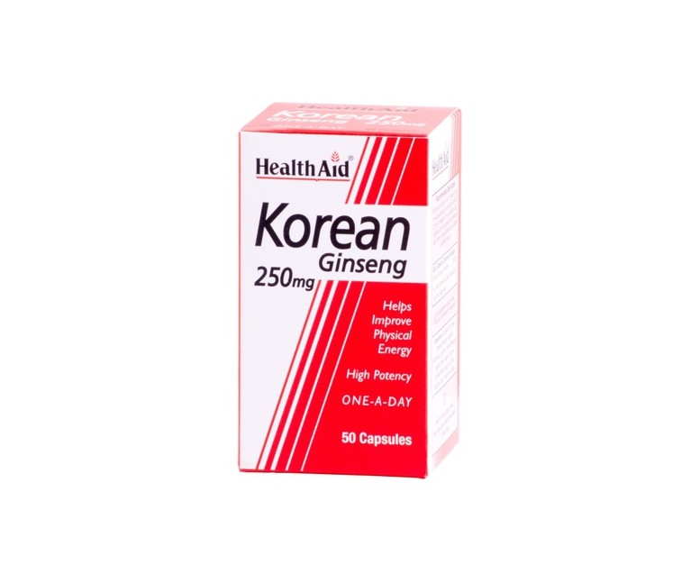 Raíz de Ginseng Coreano 50 cápsulas de 250mg Health Aid