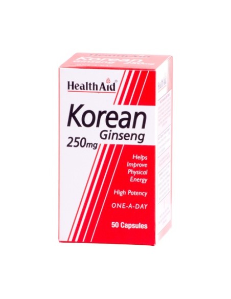 Raíz de Ginseng Coreano 50 cápsulas de 250mg Health Aid