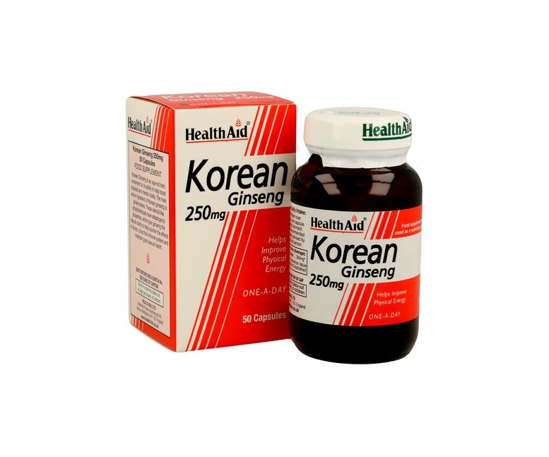 Raíz de Ginseng Coreano 50 cápsulas de 250mg Health Aid