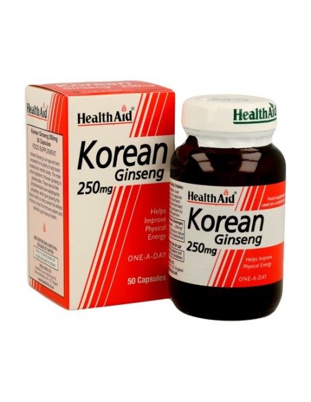 Raíz de Ginseng Coreano 50 cápsulas de 250mg Health Aid