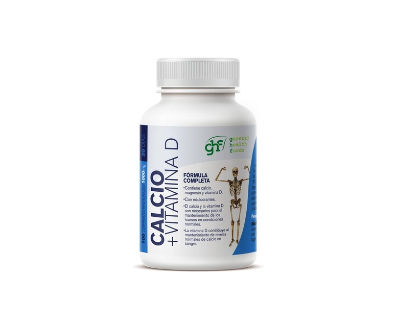 Calcio + vitamina D 1000mg 100 comprimidos masticables de 1000 mg GHF