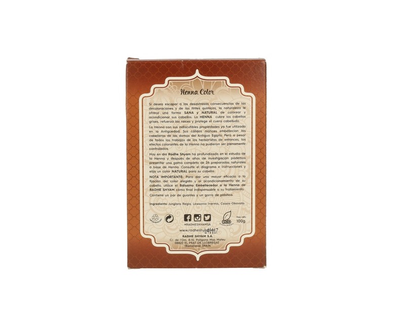 Henna color Castaño claro 100 g Radhe Shyam