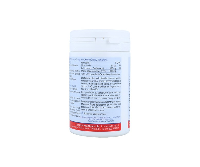 Calcio masticable 60 comprimidos masticables de 400 mg Lamberts
