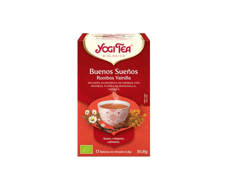 Infusión ayurvédica Buenos Sueños con Rooibos y Vainilla 17 bolsitas infusoras de 1.8g Yogi Tea