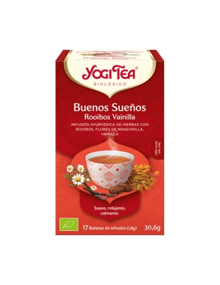 Infusión ayurvédica Buenos Sueños con Rooibos y Vainilla 17 bolsitas infusoras de 1.8g Yogi Tea