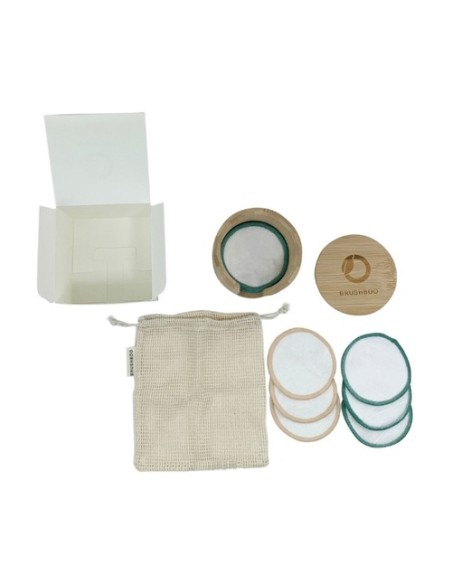 Discos Desmaquillantes con Bolsa de Algodón y Caja de Bamboo 1 unidad Brushboo