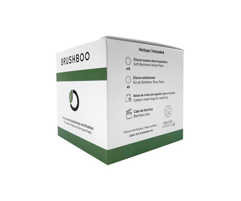 Discos Desmaquillantes con Bolsa de Algodón y Caja de Bamboo 1 unidad Brushboo