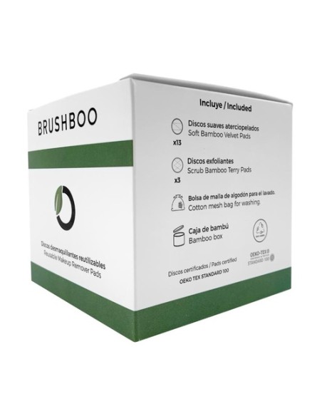 Discos Desmaquillantes con Bolsa de Algodón y Caja de Bamboo 1 unidad Brushboo