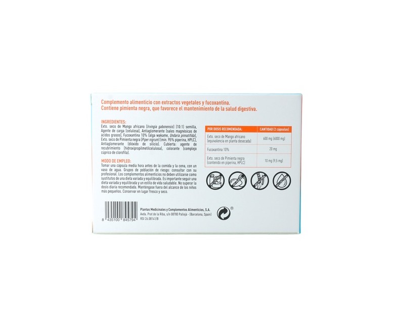 Plan 21 vientre activ (ex Mango Activ) 45 cápsulas vegetales Plameca