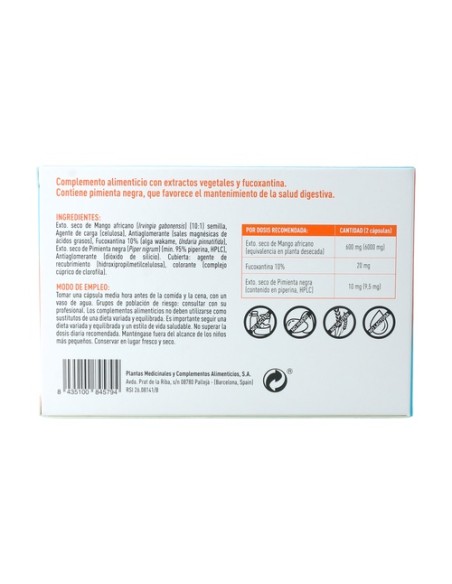 Plan 21 vientre activ (ex Mango Activ) 45 cápsulas vegetales Plameca