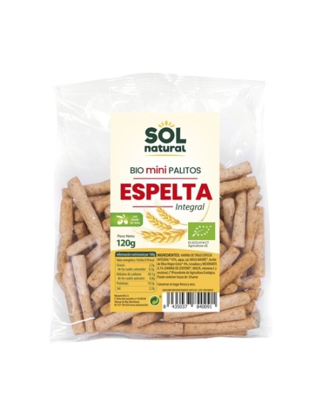 Mini palitos de espelta integral Bio 120 g (Espelta) Sol Natural