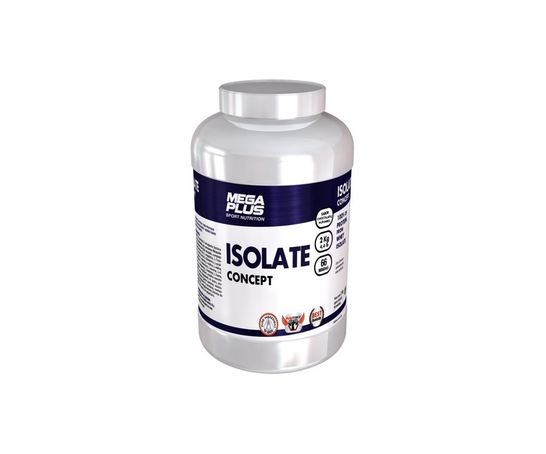 Isolate concept chocolate-plátano apoyo masa muscular 2 kg de polvo Mega Plus