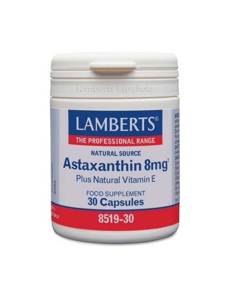 Astaxantina 8 mg con Vitamina E natural 30 cápsulas Lamberts