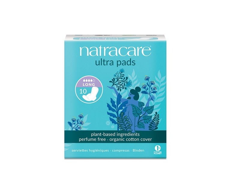 Compresa Extra Larga con Alas 10 unidades Natracare