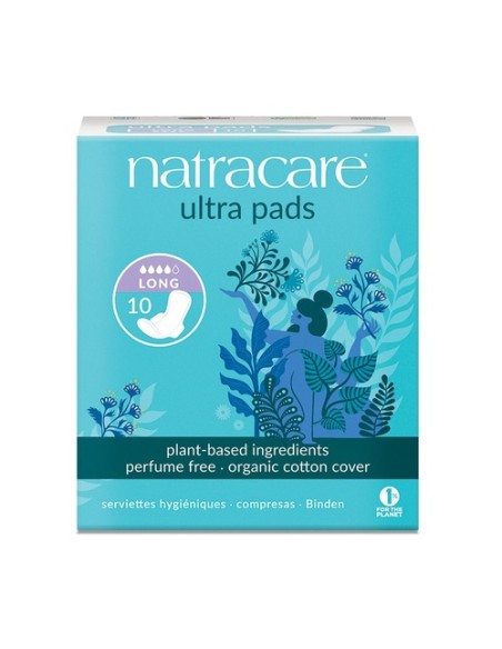 Compresa Extra Larga con Alas 10 unidades Natracare