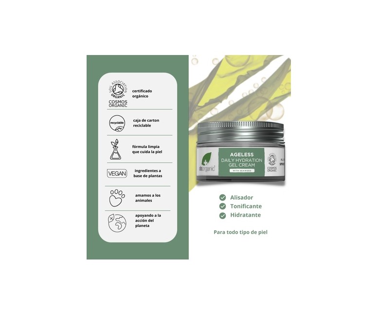 Crema de día en gel algas marinas siempre joven 50 ml de gel Dr. Organic