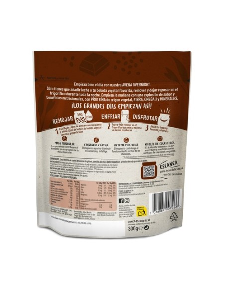 Avena overnight proteína 300 g de polvo (Chocolate) Linwoods