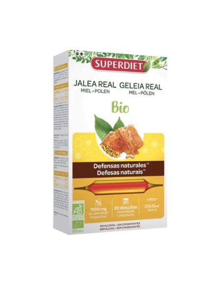 Miel de acacia, propóleo, polen Bio (inmunidad) 20 ampollas de 15ml Superdiet
