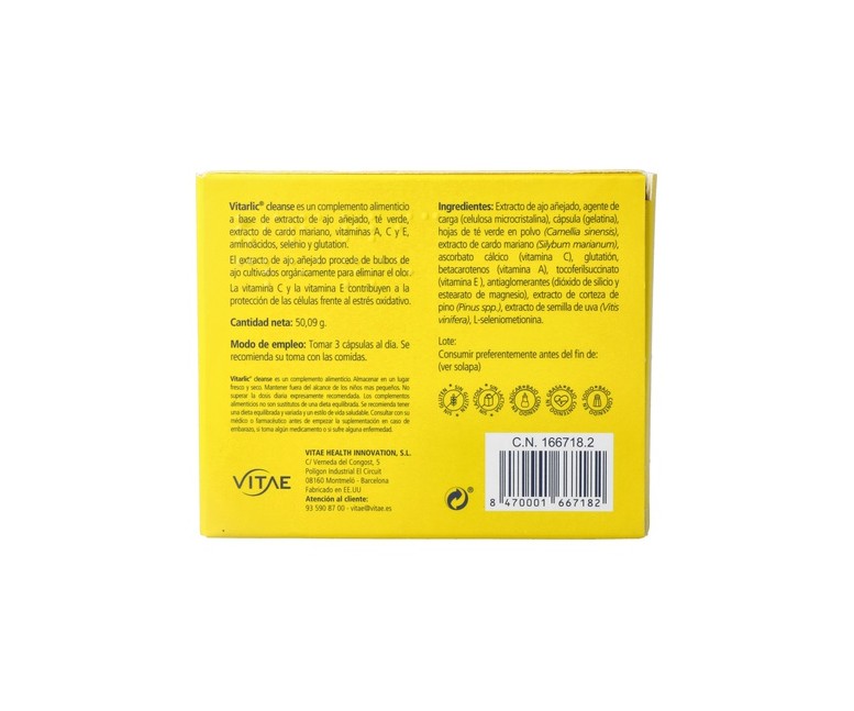Vitarlic Cleanse 90 cápsulas Vitae