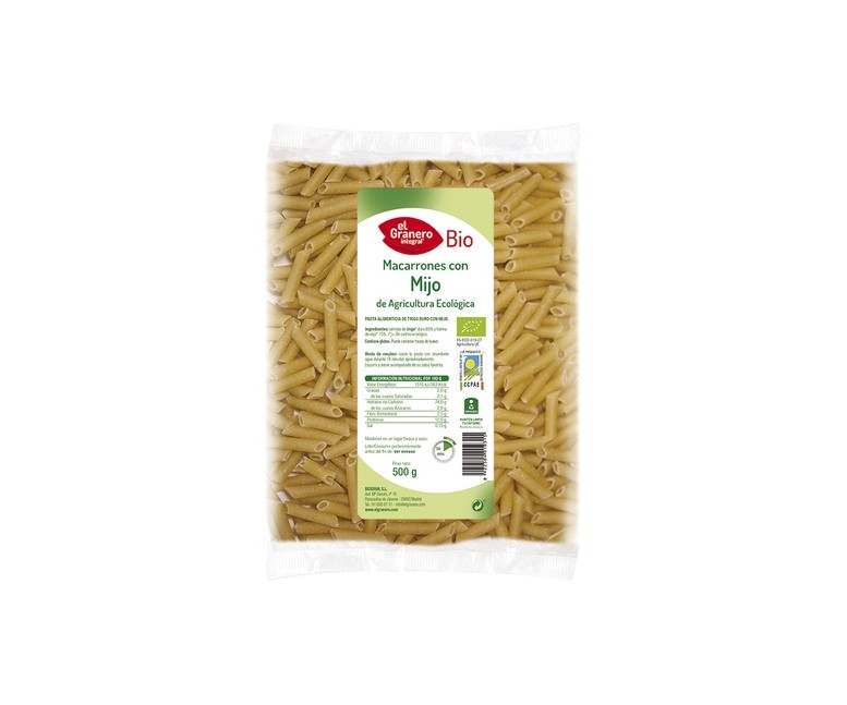 Macarrones con Mijo Bio 500 g El Granero Integral