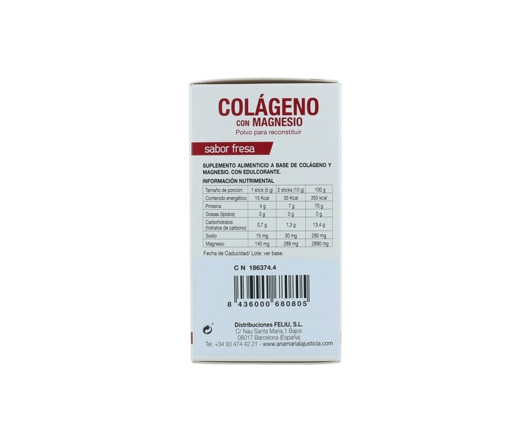 Colágeno con magnesio 20 sobres de 5g (Fresa) Ana Maria Lajusticia