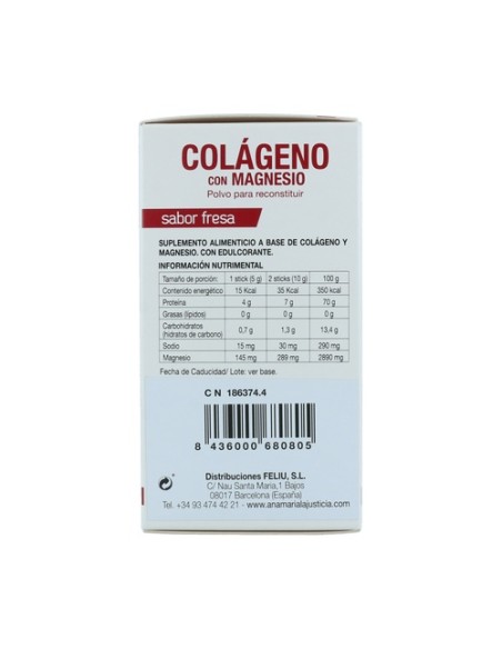 Colágeno con magnesio 20 sobres de 5g (Fresa) Ana Maria Lajusticia
