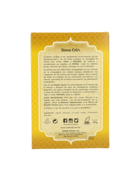 Henna Rubio Intenso Polvo 100 g Radhe Shyam