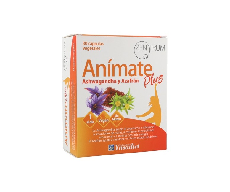 Anímate Ashwagandha y Azafrán Plus 30 cápsulas vegetales de 745mg Zentrum