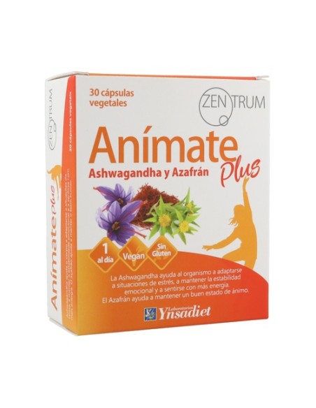Anímate Ashwagandha y Azafrán Plus 30 cápsulas vegetales de 745mg Zentrum
