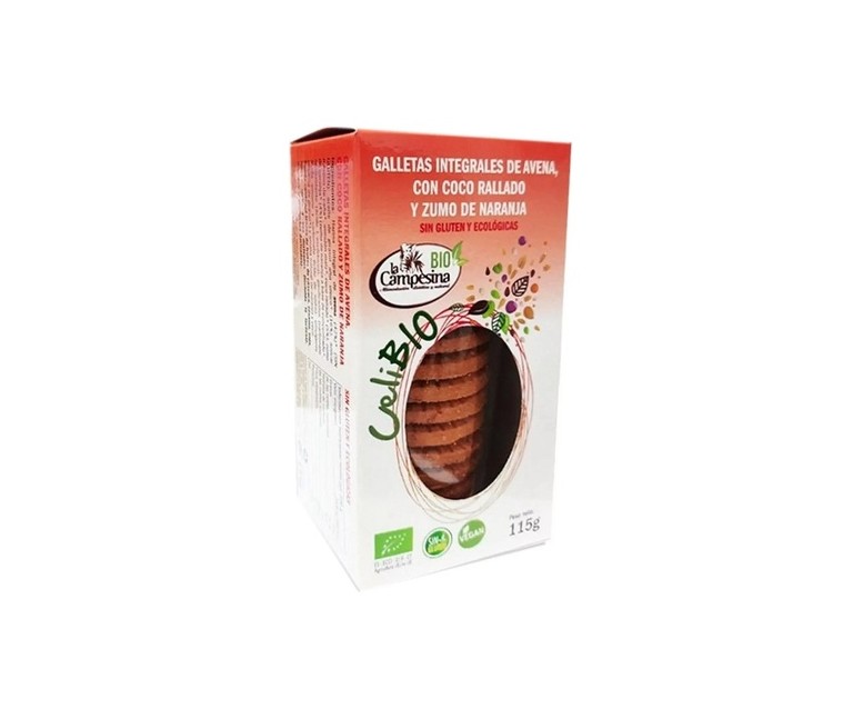 Galleta avena coco naranja celibio roja 115 g La Campesina