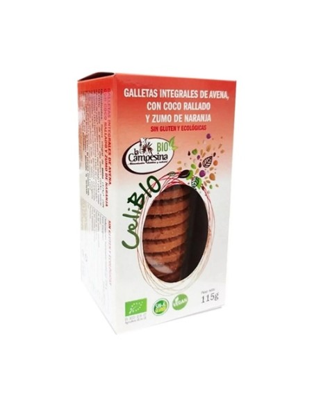 Galleta avena coco naranja celibio roja 115 g La Campesina