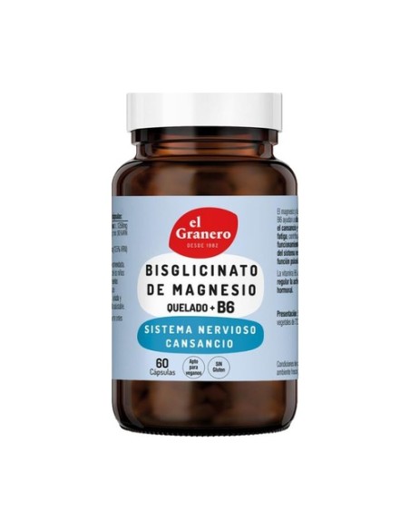 Bisglicinato de magnesio con B6 60 cápsulas El Granero Integral