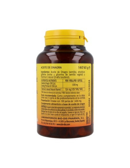 Aceite De Onagra (10%GLA) 100 perlas de 1000mg Nature Essential
