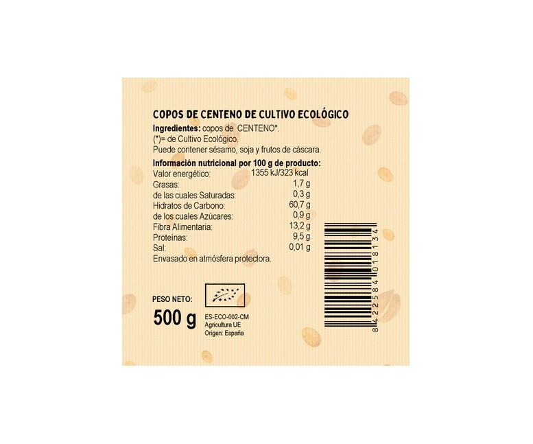 Copos de Centeno Bio 500 g El Granero Integral