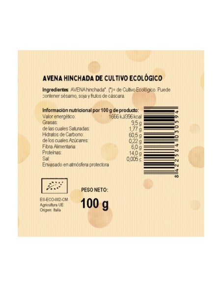 Avena Hinchada Bio 100 g El Granero Integral