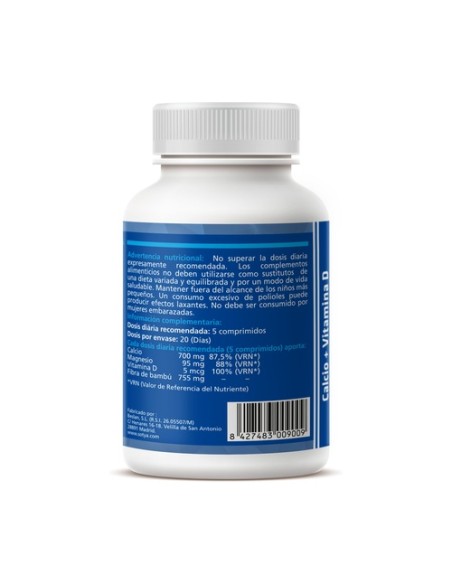 Calcio y Vitamina D3 100 comprimidos de 1g Sotya