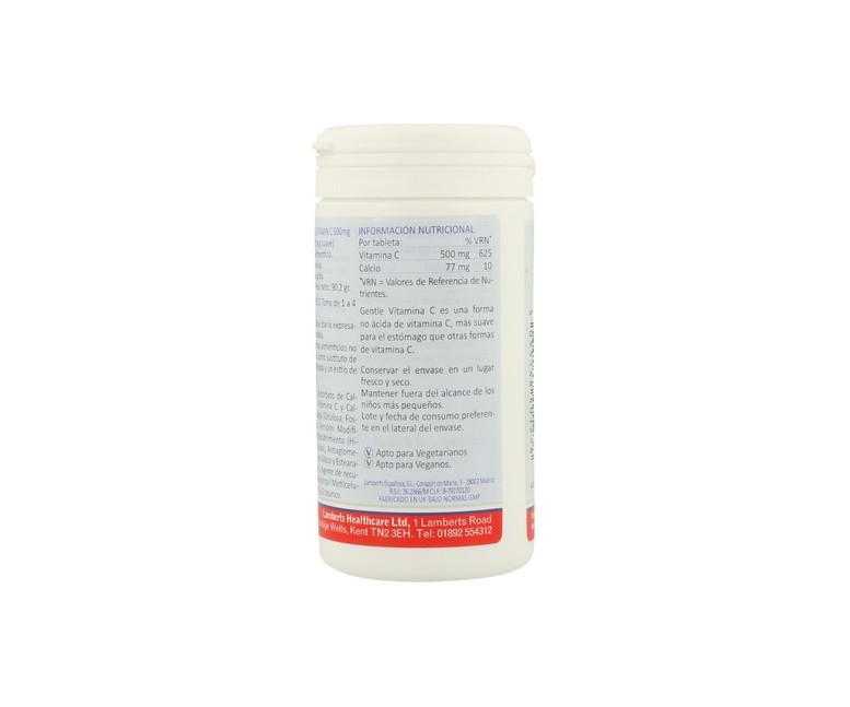 Vitamina C no ácida 100 tabletas de 500mg Lamberts