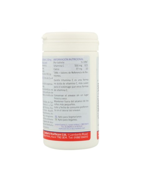 Vitamina C no ácida 100 tabletas de 500mg Lamberts