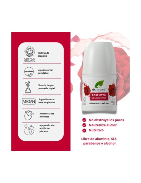 Desodorante Organico de rosa damascena 50 ml Dr. Organic
