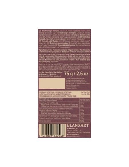 Chocolate negro Congo 82% Eco 75 g Blanxart